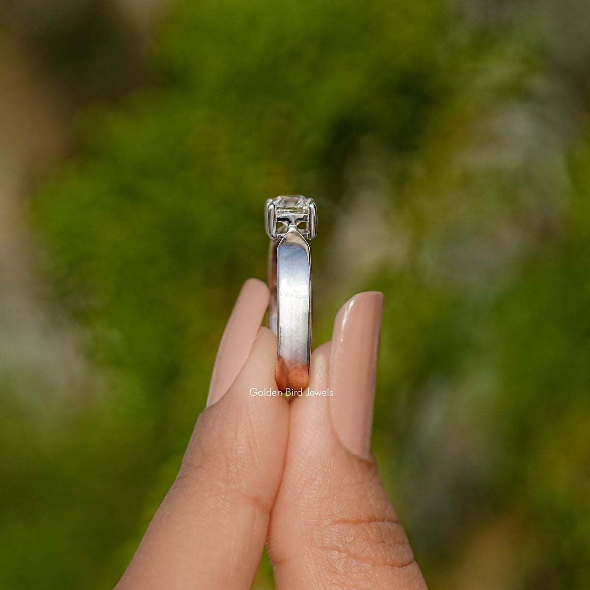 Square Old Mine Cushion Dimaond Solitaire Ring