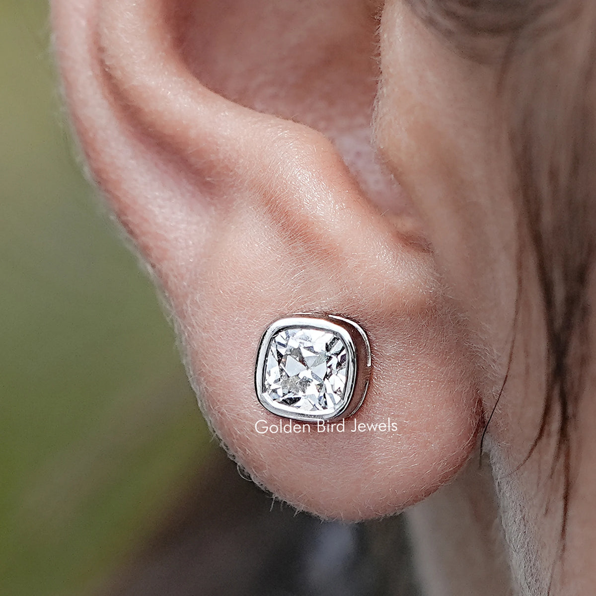 Square Old Mine Cushion Lab Diamond Stud Earrings