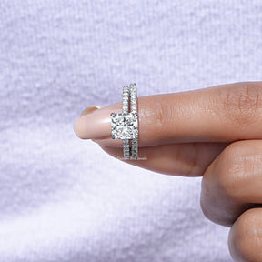 In finger front View of Radiant Cut Lab Diamond Bridal Ring