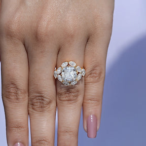 Step Cut Cushion Moissanite Art Deco Ring