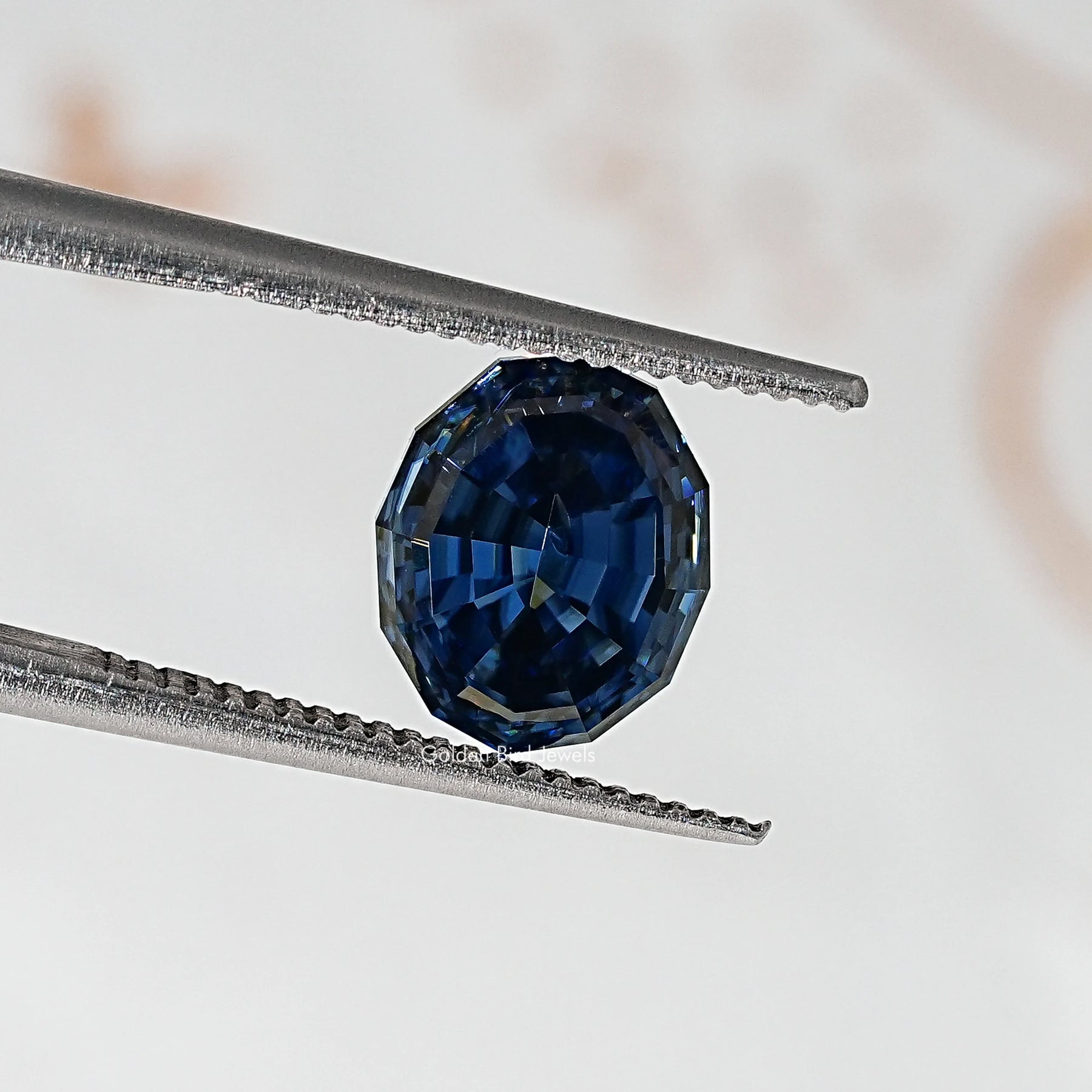 Blue Sapphire Step Cut Oval Loose Moissanite