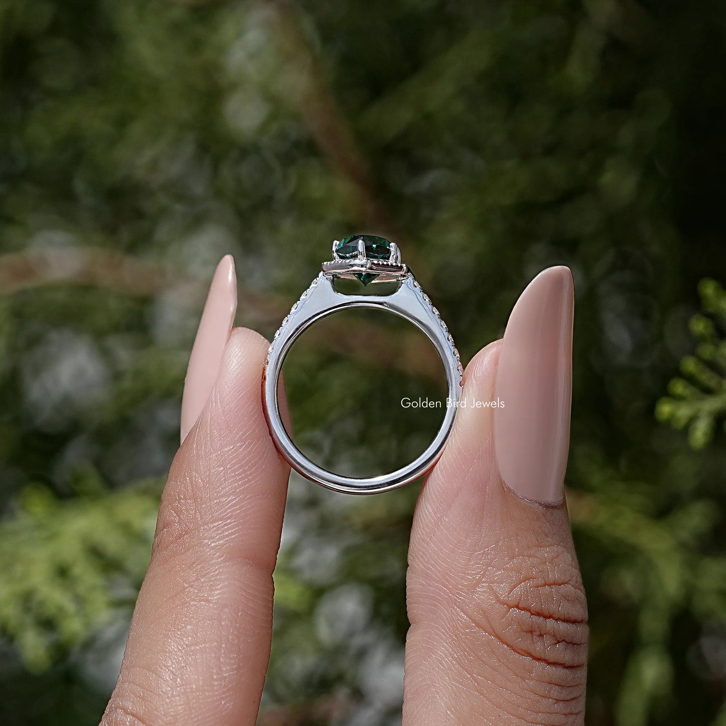 Dutch Marquise Moissanite Halo Accent Ring