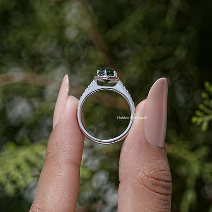 Dutch Marquise Moissanite Halo Accent Ring
