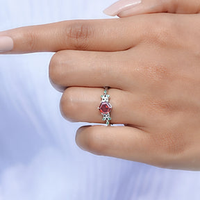 View of Hexagon Cut Gemstone Accent Engagement Ring In White Gold