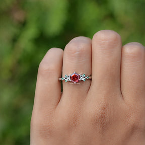 View of Gemstone Engagement Ring​ In White Gold