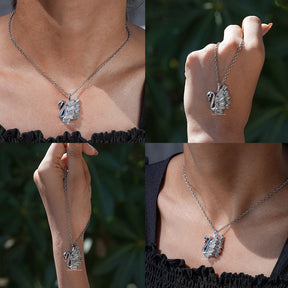 Front back side and close view of moissanite swan bracelet 