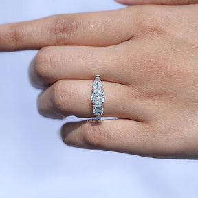 Detailed View of Tapered Baguette Cut Side Stone Five Stone Ring In White Gold