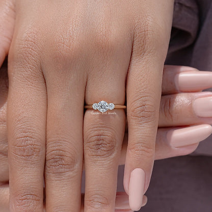 Three Stone Round Cut Lab Diamond Engagement Ring
