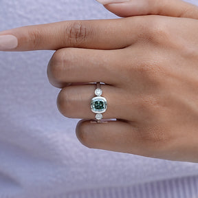 Top view of Moissanite Cushion Cut Ring for women 's wear
