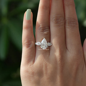 View of Diamond Pear Cut Engagement Ring In White Gold