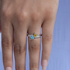 Toi Et Moi Heart Shaped Gemstone Ring In White Gold