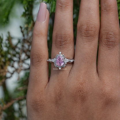 Tourmaline Pink Pear Cut Gemstone Ring