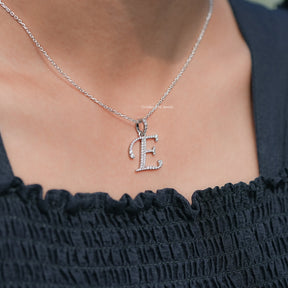 Round Cut Moissanite E Letter Pendant