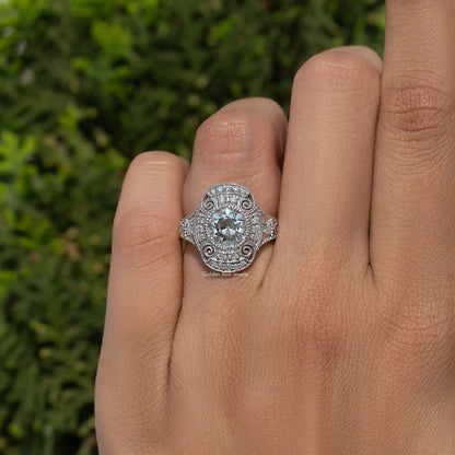 OEC Round Cut Moissanite Vintage Ring