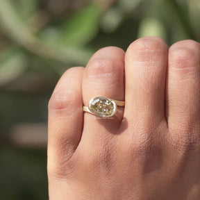 Step Cut Oval Moissanite Solitaire Bypass Ring