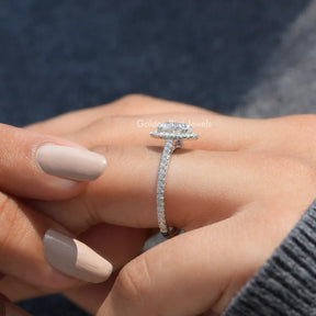 Crushed Ice Oval Lab Diamond Halo Accent Ring