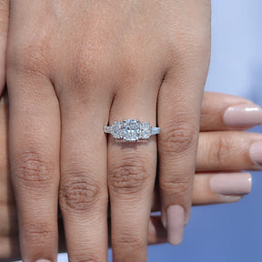 View of Radiant Cut Lab Diamond 5 Stone Ring In White Gold