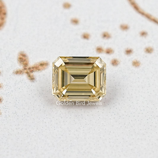 Yellow Emerald Cut Moissanite Gemstone