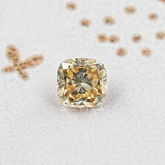 Yellow Cushion Cut Moissanite Gemstone