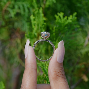 Back view of _Marquise Yellow stone ring in secure setting 