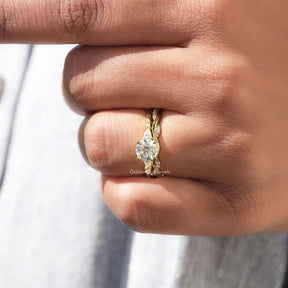 Round Cut Lab Diamond Accent Bridal Set