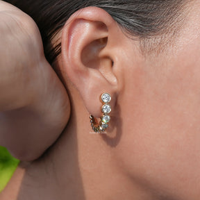 Front View of Lab Grown Diamond C Hoop Earrings In Yellow Gold