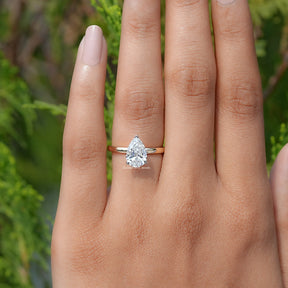 View of Round Cut Diamond Hidden Halo Engagement Ring In Yellow Gold