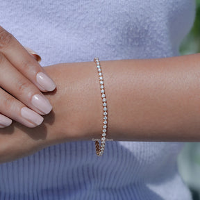 View of Lab Grown Round Cut Diamond Tennis Bracelet In Women's