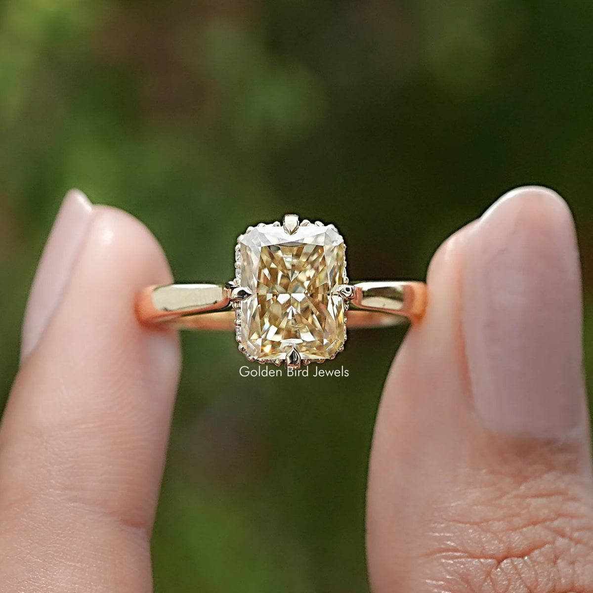 Yellow Radiant Cut Moissanite Engagement Ring