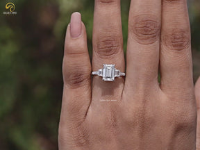 You tube Video Of Emerald And Tapered Baguette Lab Diamond Ring