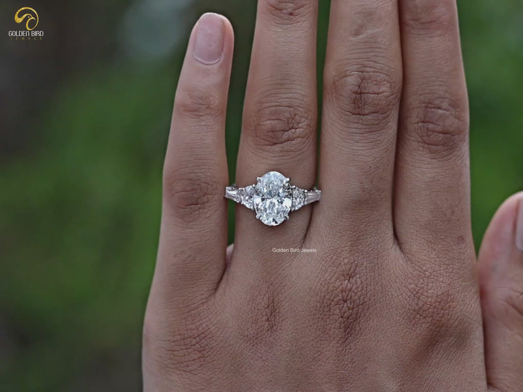 Youtube Video of Oval And Half Moon Lab Diamond Five Stone Ring