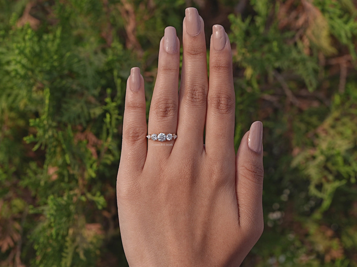 Lab Diamond Kite And Round Cut 5 Stone Ring