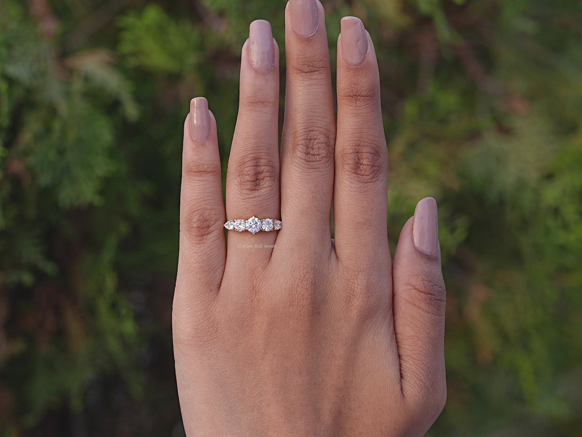 Octagon And Round Cut Lab Diamond Five Stone Ring