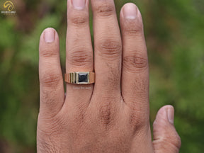 Princess Cut Black Gemstone Solitaire Men's Ring