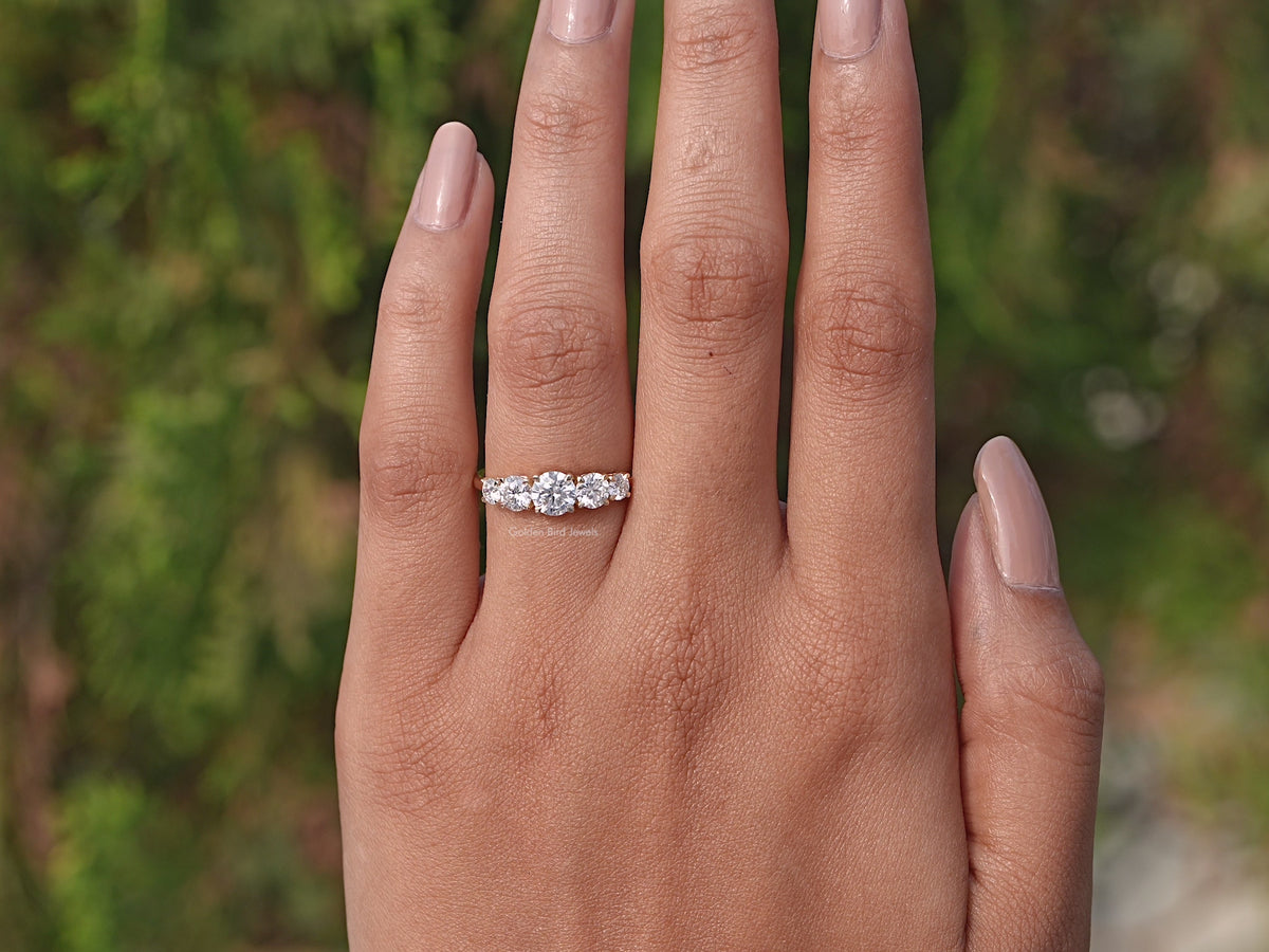 Lab Diamond Round Five Stone Accent Ring