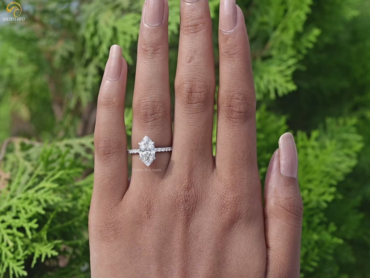 Marquise Cut Solitaire Accent Lab Diamond Ring