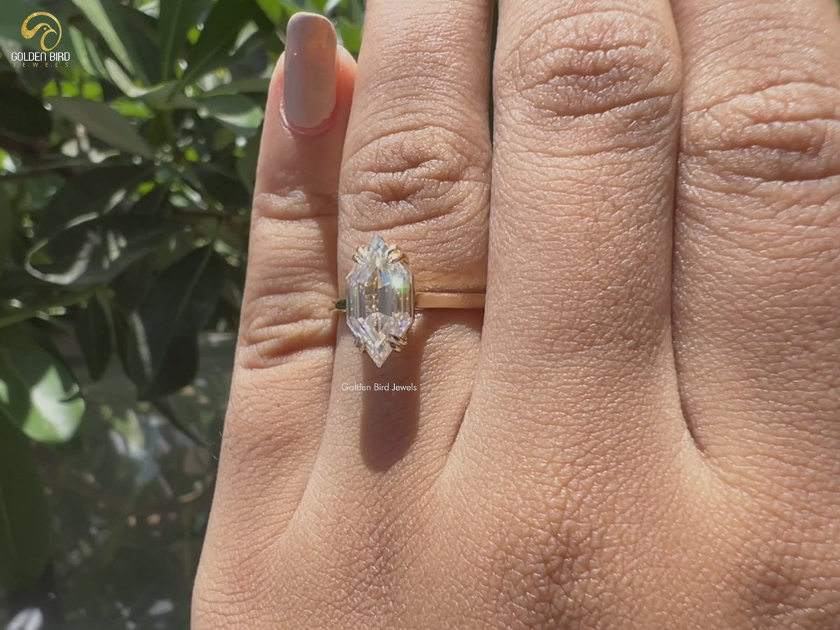 Step Cut Dutch Marquise Moissanite Ring