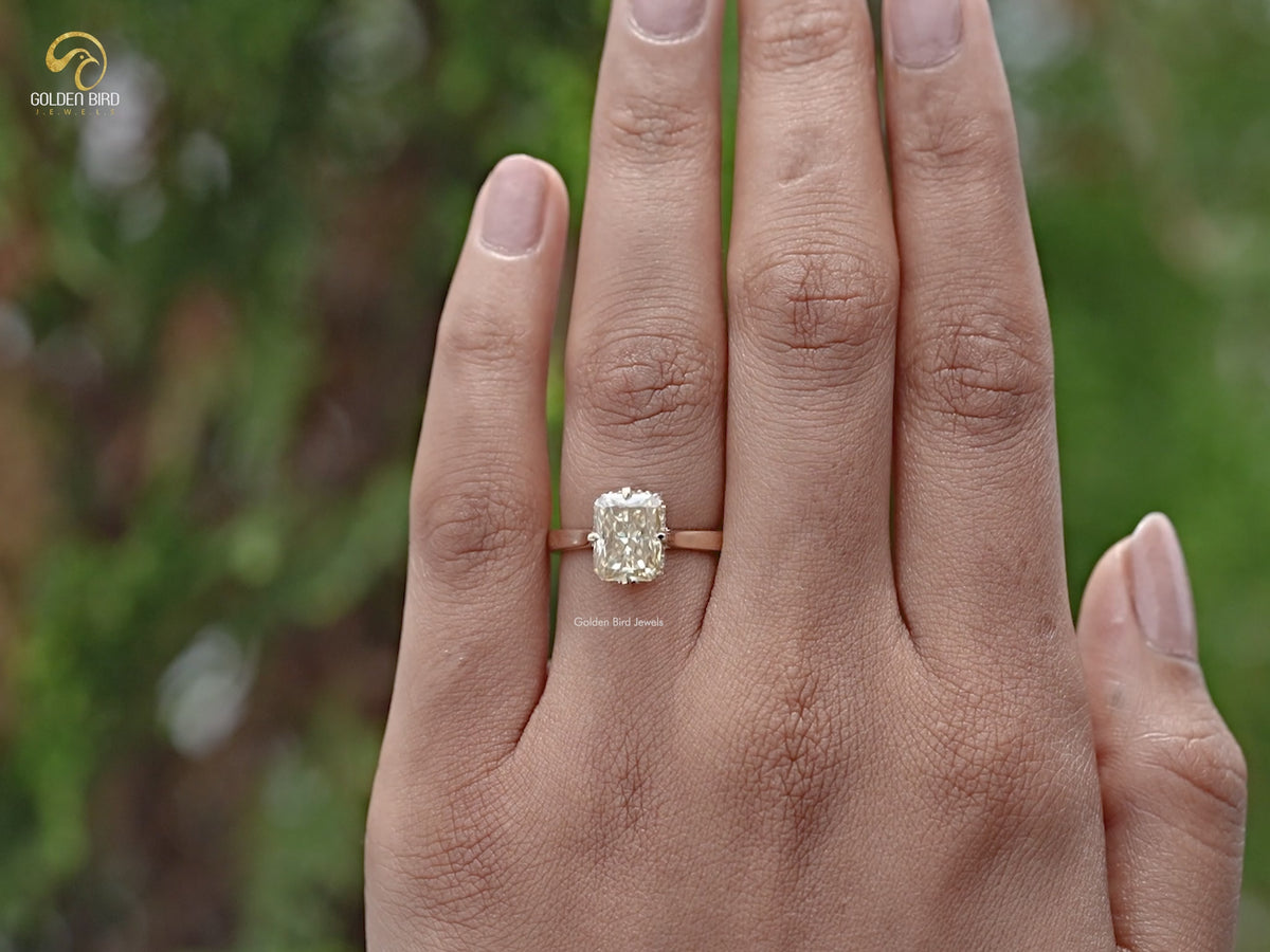 Yellow Radiant Cut Moissanite Engagement Ring