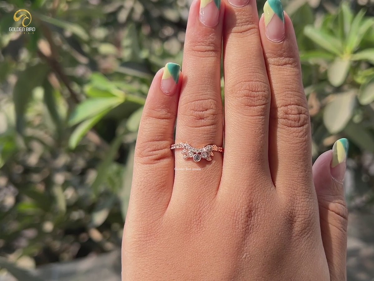 Round Cut Moissanite Matching Dainty Wedding Band