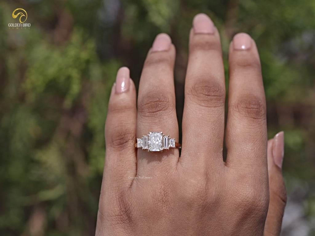 Youtube Video of Radiant And Baguette Lab Diamond Five Stone Ring