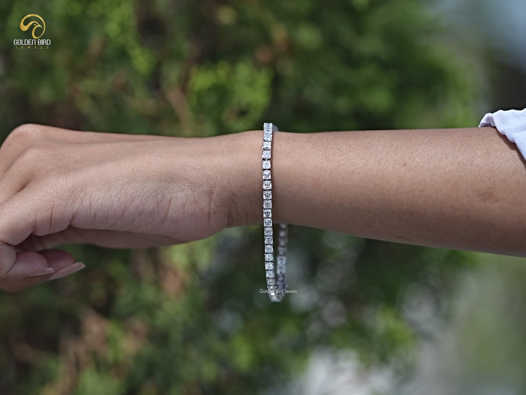 You tube Video of Asscher Cut Lab Grown Diamond Tennis Bracelet
