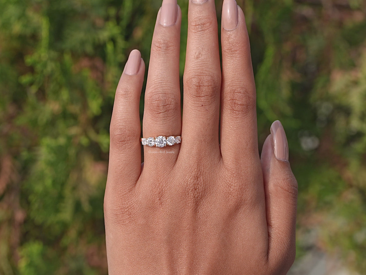 Round Cut Lab Diamond Five Stone Ring