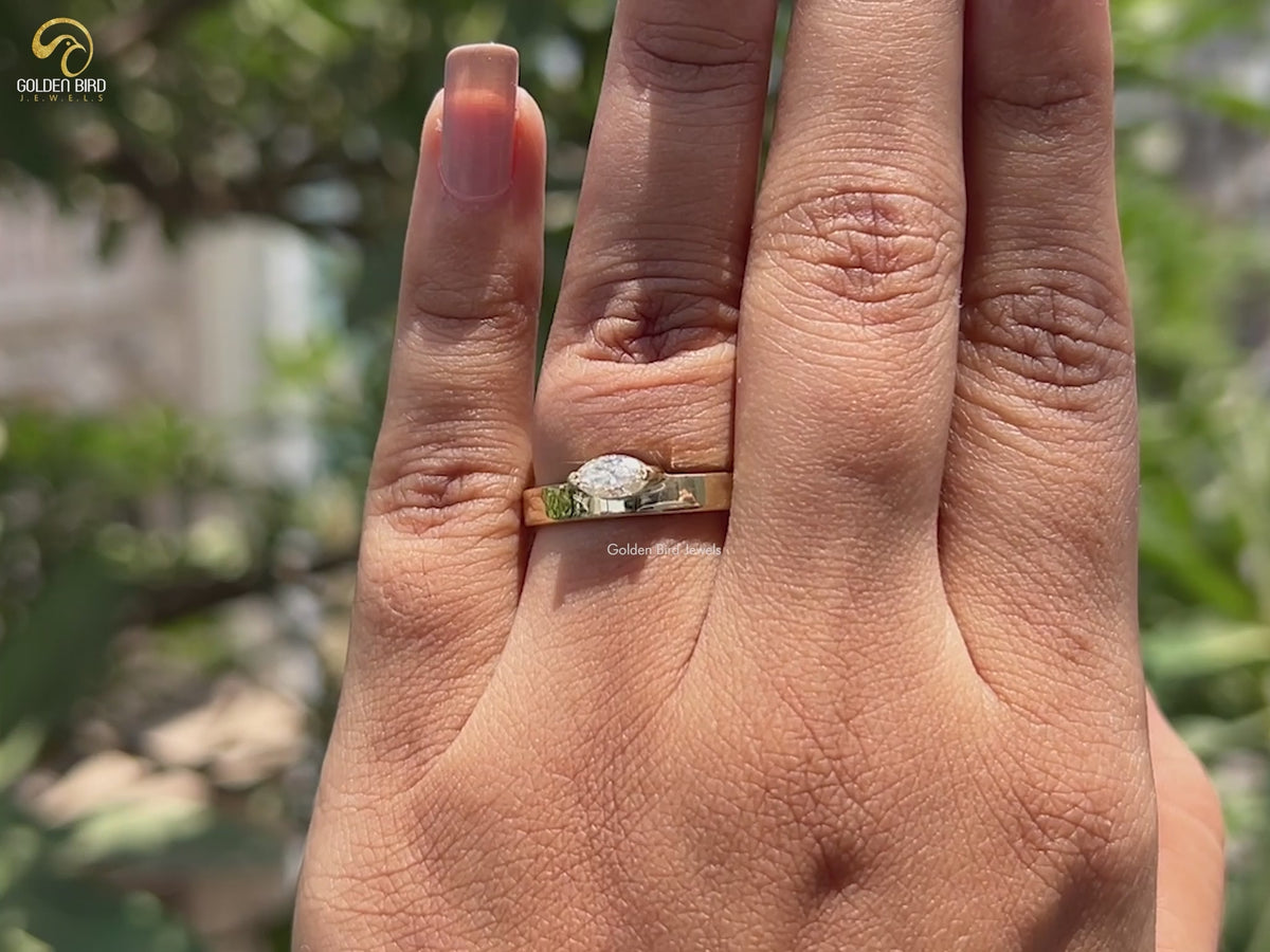 Marquise Cut Solitaire Moissanite Ring