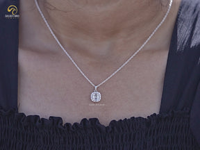 Asscher Cut Lab Diamond Halo Pendant