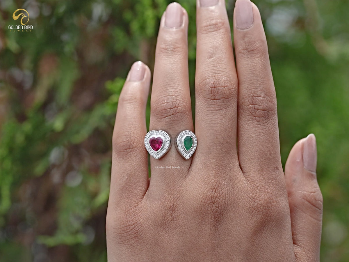 You tube Video of Pear And Heart Gemstone Two Stone Ring