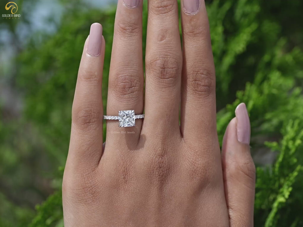 Square Radiant Accent Cut Diamond Engagement Ring