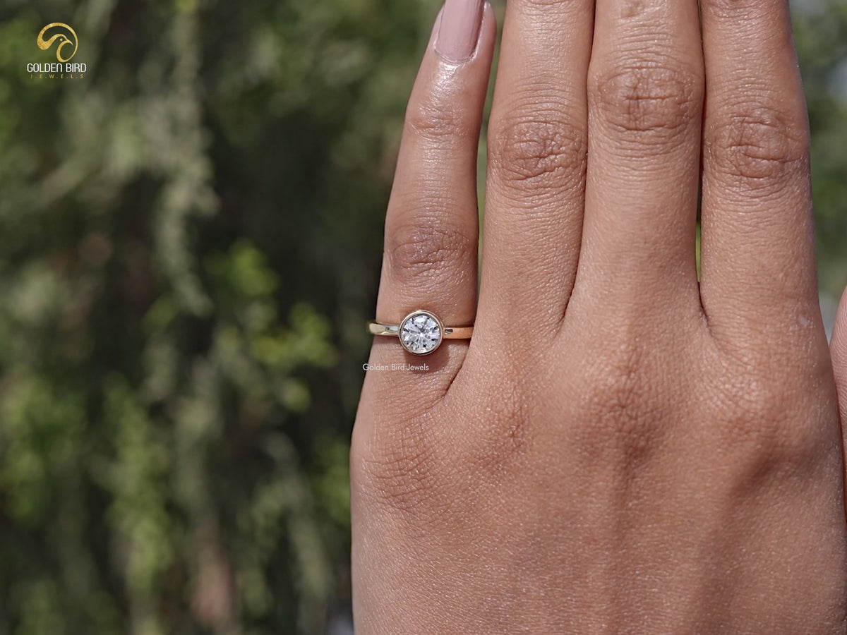 Bezel Set Round Cut Lab Diamond Solitaire Ring