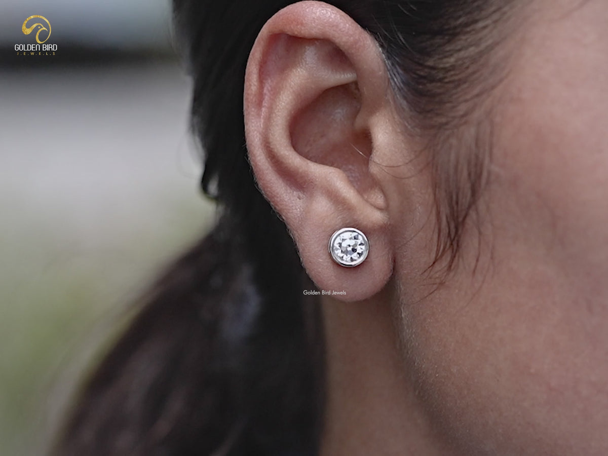 Old European Cut Round Lab Diamond Stud Earrings