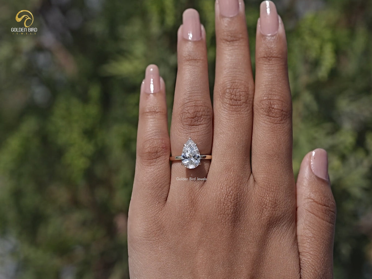 Pear Shaped Lab Diamond Hidden Halo Ring