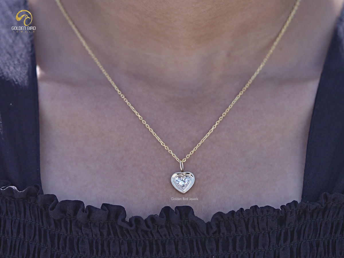 Bezel Set Heart Shaped Lab Diamond Solitaire Pendant